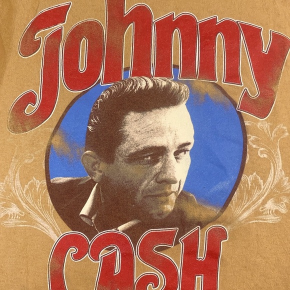 Johnny Cash Graphic Tee - Tan and Red - Picture 1 of 8